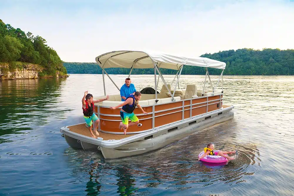 Outboard pontoon boat - series-30f - Kinocean® Boat - twin-engine /  tri-tube / double terrace deck