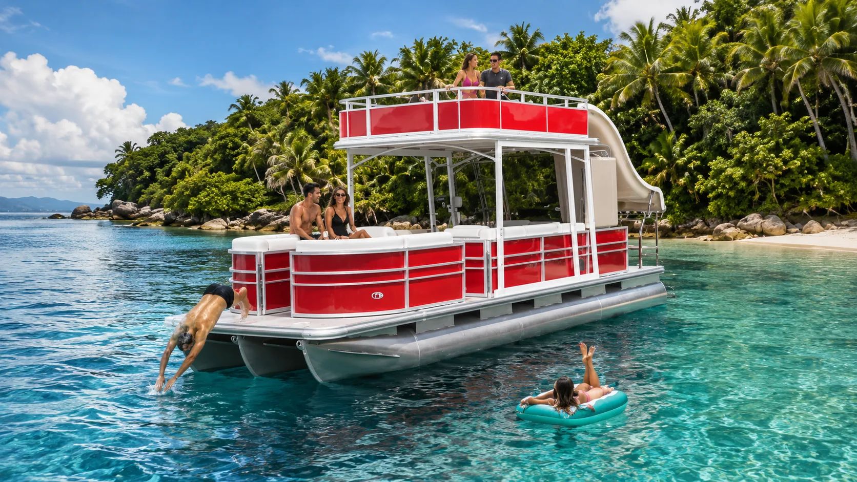Kinocean 25ft Double Decker pontoon boat for resort and sightseeing operation