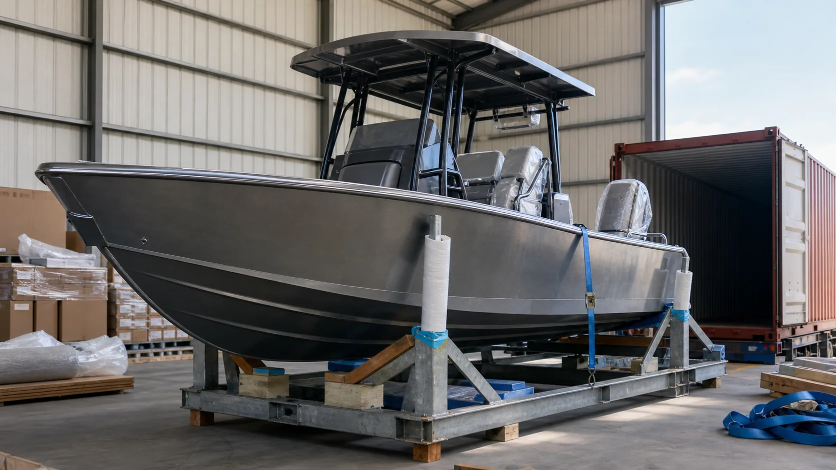 Aluminum fishing boat shipment and handover planning